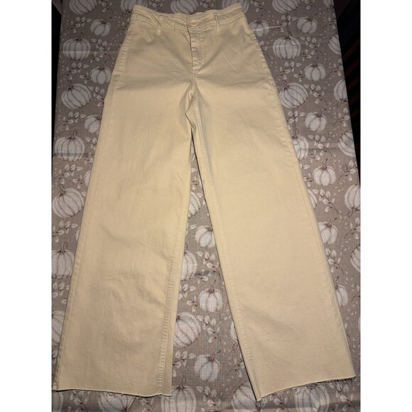 OAT New York Women’s Wide Leg Khakis Size 4 31” Inseam work boho Tan pants - Picture 3 of 13